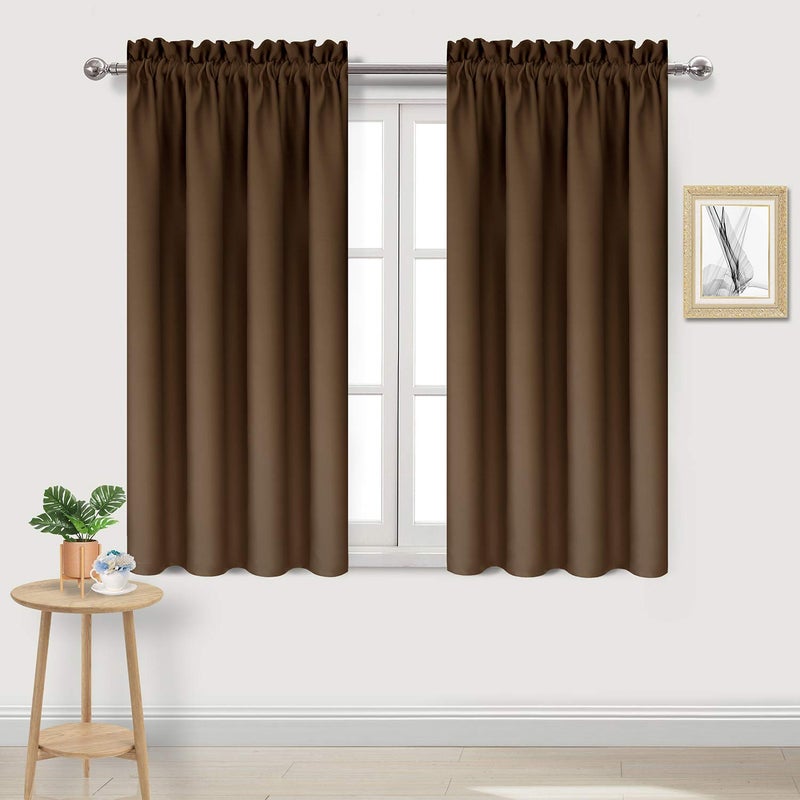 DWCN Brown Blackout Curtains for Bedroom -Rod Pocket Thermal Insulated Room Darkening Drapes for Living Room, W 42 x L 54 Inch, 2 Panels - Image 1